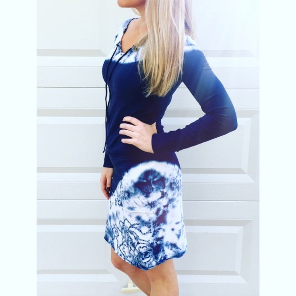 Athleta blue tie dye dress XS